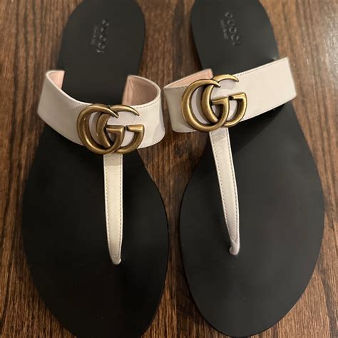 gucci red marmont sandals|Gucci Marmont leather thong sandals.